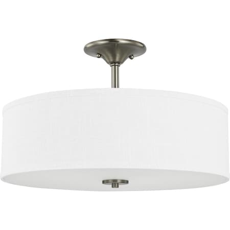 PROGRESS LIGHTING Inspire Collection Brushed Nickel Three-Light 18" Semi-Flush Mount P350167-009